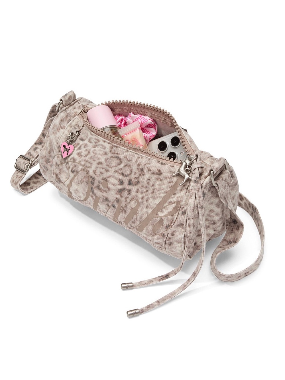 New VS Pink Canvas Rolled Mini Duffle Shoulder Bag Leopard Viral Cheetah